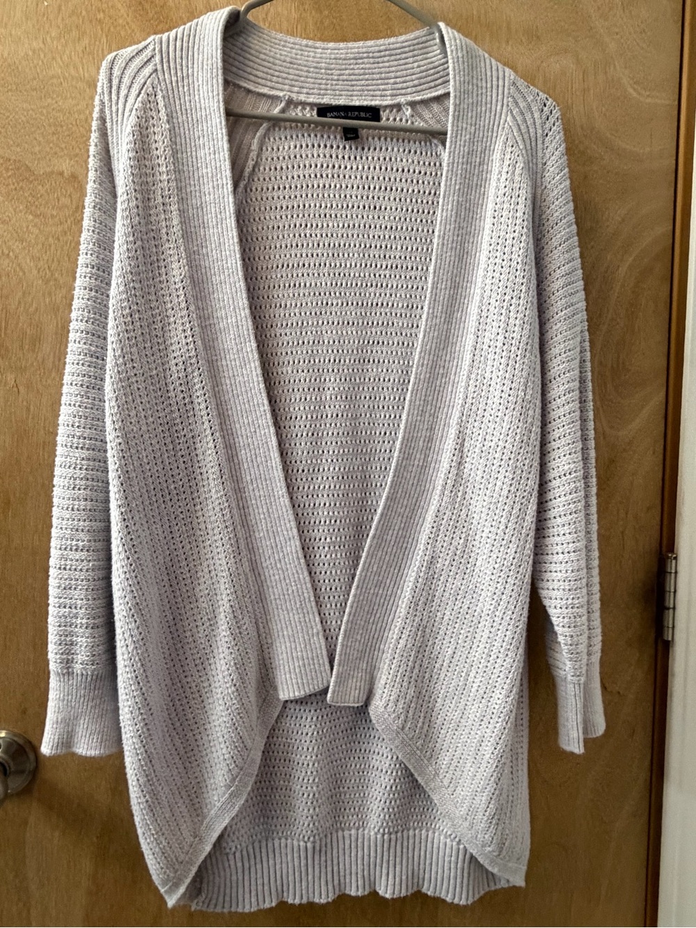 Banana Republic 100% Cotton Open Knit Draped Cardigan Sweater Grey M